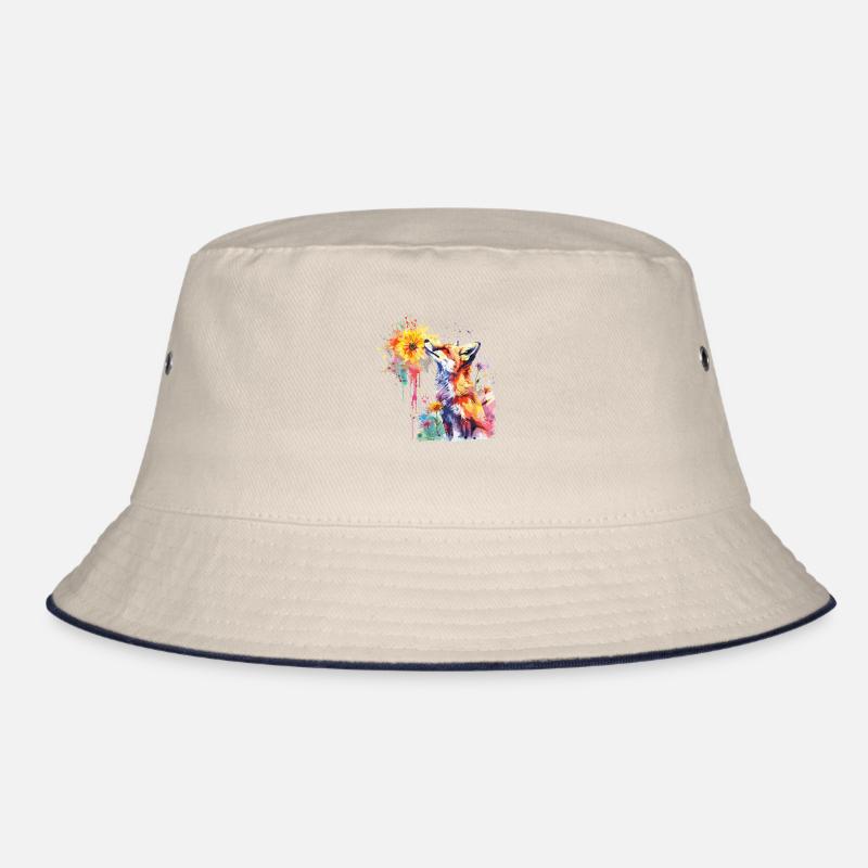 Fox with Watercolor Flower, Fox Bucket Hat