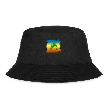 Gecko "kleben geblieben" - Bucket Hat - Schwarz - Vorne - Lela (165cm)