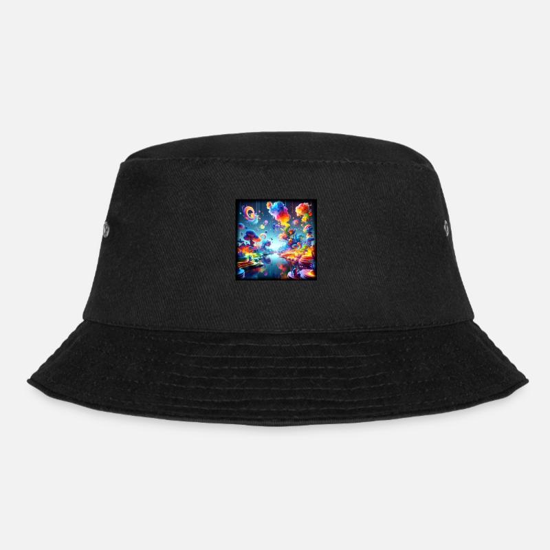 Surreal Dreamscape: Neon Waters - Bucket Hat - black