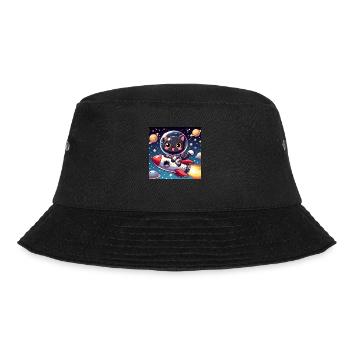 Cute space cat on a rocket in space - Bucket Hat - black - Front - Lela (165cm)