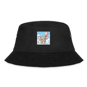 Süsse Maus mit einem Ballon auf einer Wolke - Bucket Hat - Schwarz - Vorne - Lela (165cm)