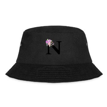 Lila Blumenbuchstabe n - Bucket Hat - Schwarz - Vorne - Lela (165cm)