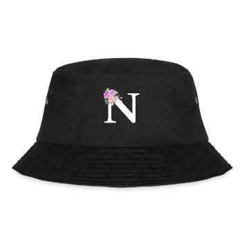 Lila Blumenbuchstabe n - Bucket Hat - Schwarz - Vorne - Lela (165cm)