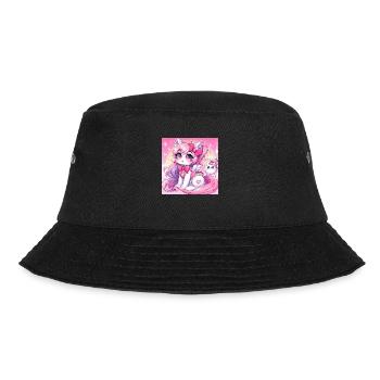 Unicorn Cat Manga - Bucket Hat - black - Front - Lela (165cm)