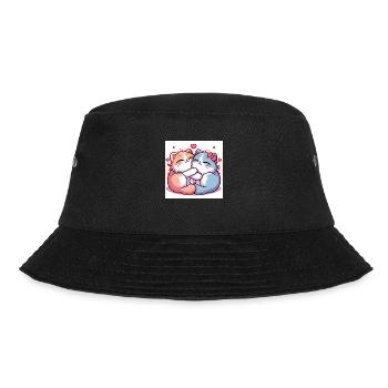 Sweet Kitties am kuscheln mit Herzchen - Bucket Hat - Schwarz - Vorne - Lela (165cm)