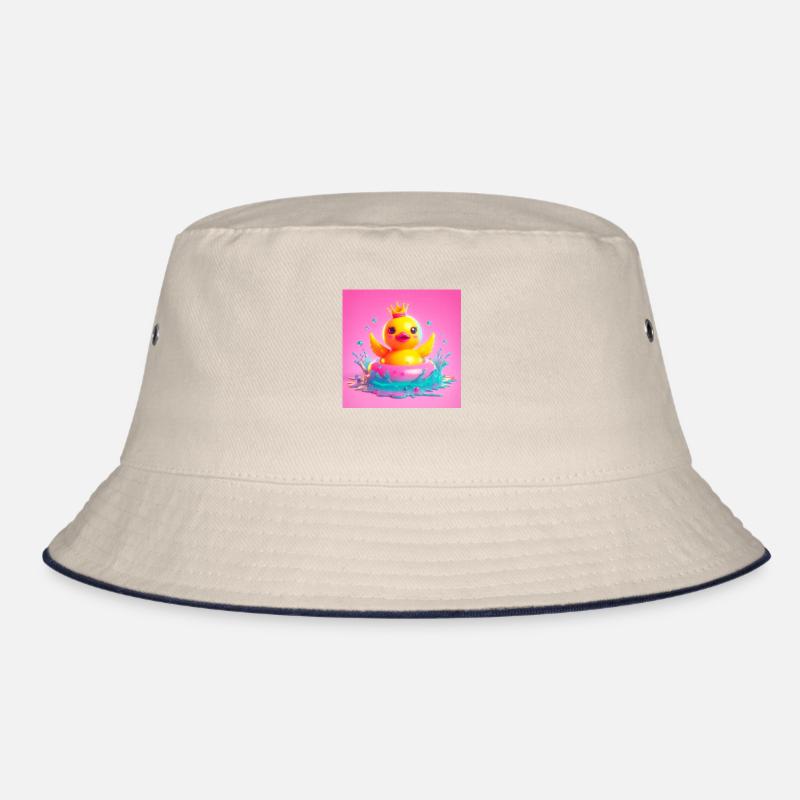 Bathing duck cheerful with crown in 3D hyperrealism Bucket Hat