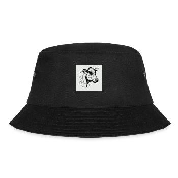 Kuh gezeichnet - Bucket Hat - Schwarz - Vorne - Lela (165cm)