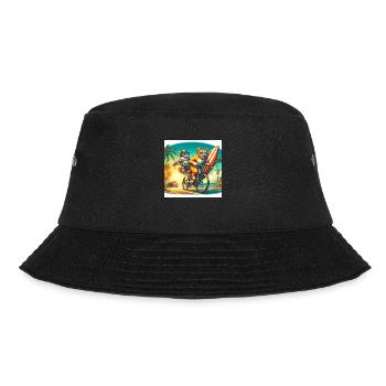 Gato Loco Surfing Cat Surfer Feunde Bike Cool - Bucket Hat - black - Front - Lela (165cm)