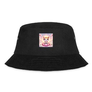 Gato Loco Yoga Meditation Lotussitz Yocat Yogacat - Bucket Hat - Schwarz - Vorne - Lela (165cm)
