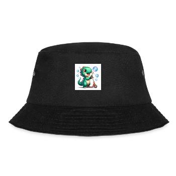 Dino in turquoise with soap bubbles and roller - Bucket Hat - black - Front - Lela (165cm)
