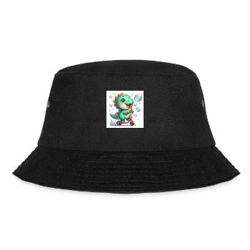 Dino with soap bubbles on a scooter - Bucket Hat - black - Front - Lela (165cm)