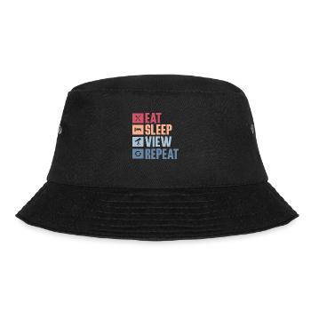 Eat Sleep View Repeat Stargazer Telescope Astronom - Bucket Hat - Schwarz - Vorne - Lela (165cm)