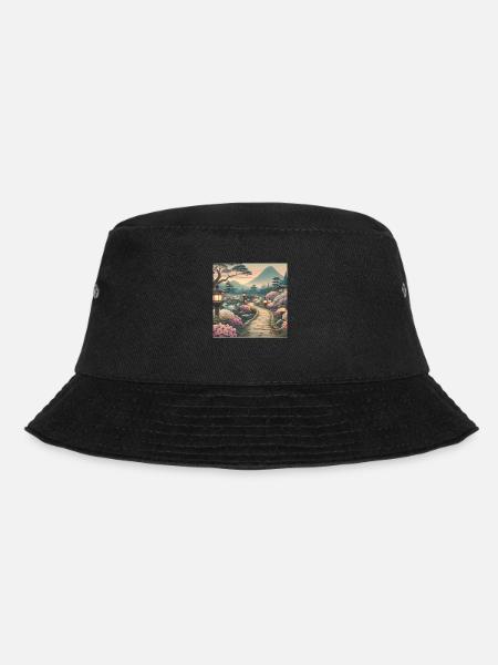Japan Vintage Azalea Lanterns - Bucket Hat - black