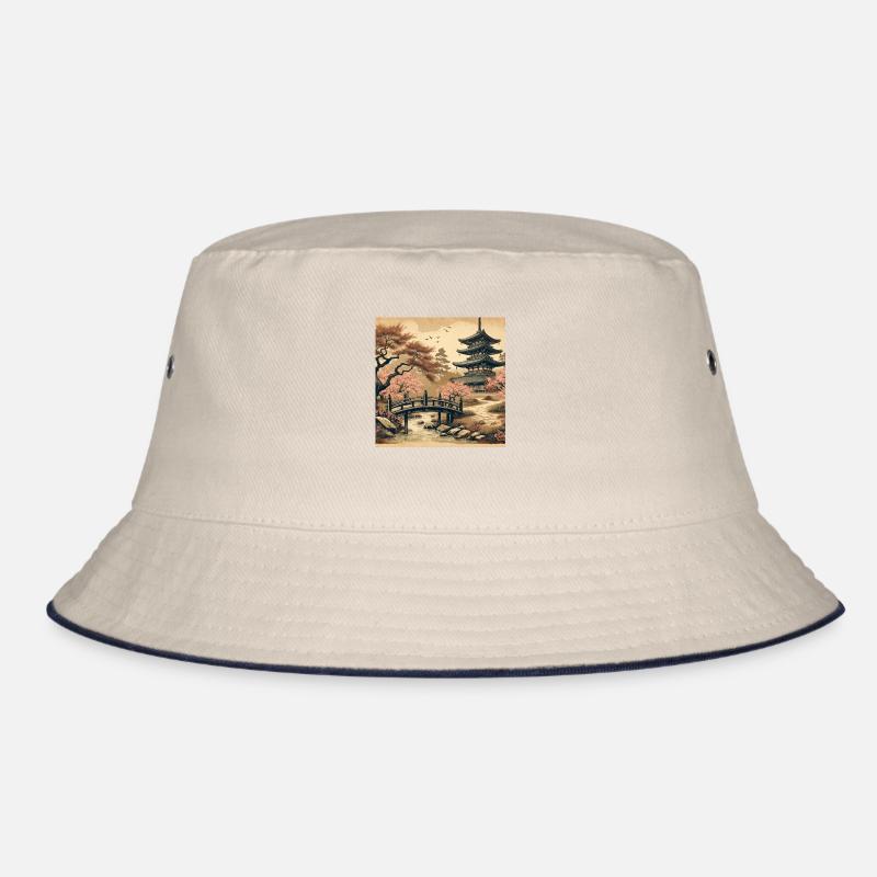 Japan Vintage Kirschblüten Pagode Bucket Hat
