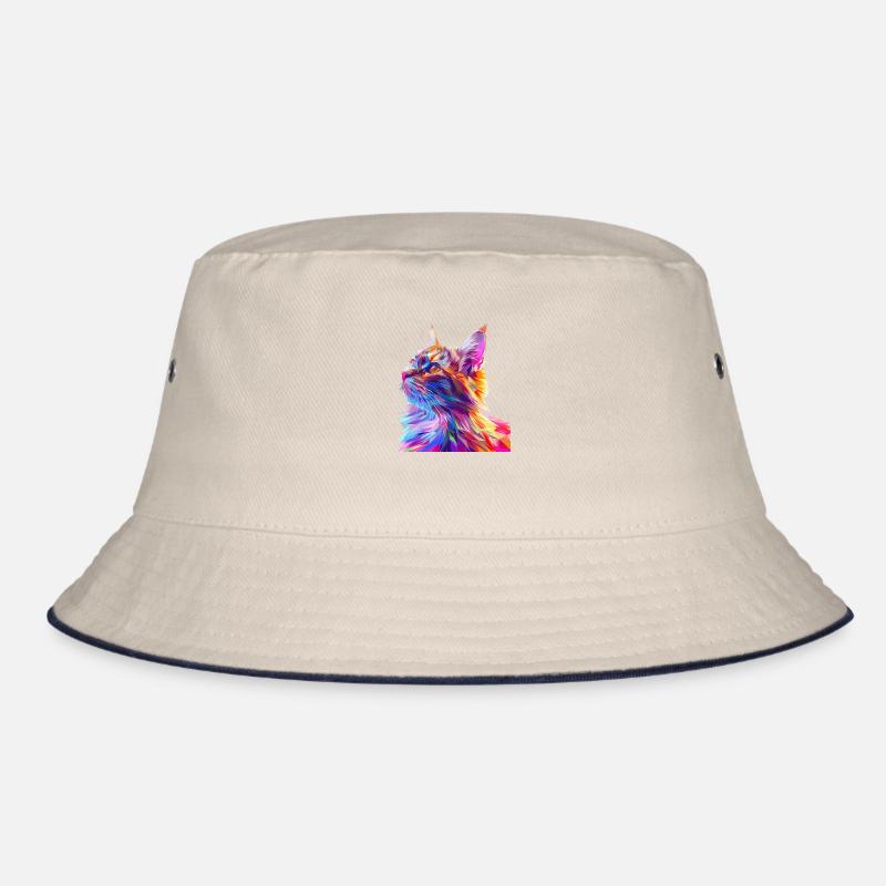 Polygon Cat Comic Style Bucket Hat