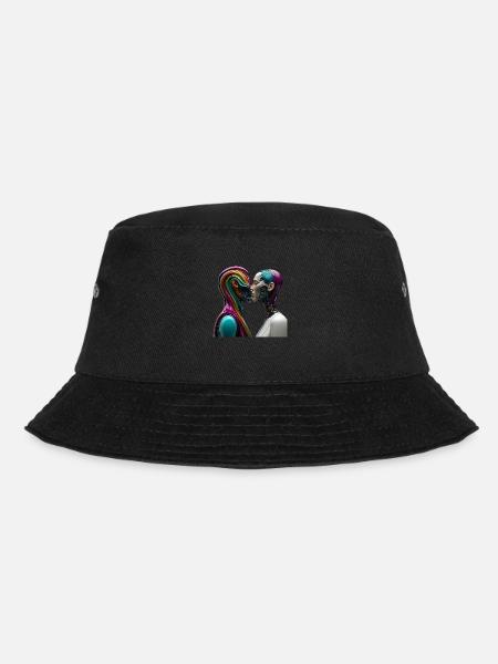 surreal kissing. love is everywhere - Bucket Hat - black