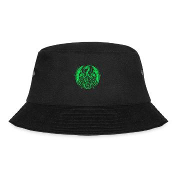 Fantasy-Drache, Anime-Drachenkopf, mythische Reptilienmagie - Bucket Hat - Schwarz - Vorne - Lela (165cm)