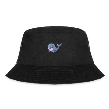 Playful whale motif with pink flowers - Bucket Hat - black - Front - Lela (165cm)