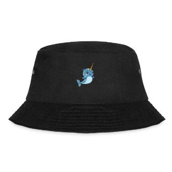 Playful Narwhal with Unicorn Horn - Bucket Hat - black - Front - Lela (165cm)