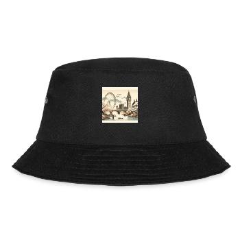 Japan Vintage Städte London - Bucket Hat - Schwarz - Vorne - Lela (165cm)