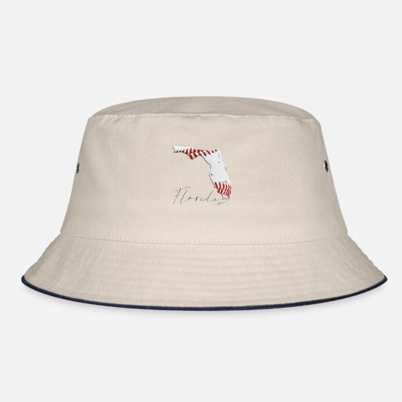 Real Baseball in Florida State Map FL Bucket Hat