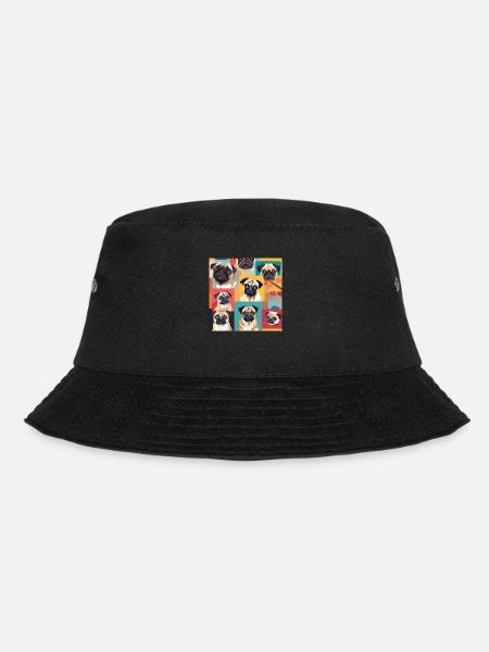 Pug Collage - Bucket Hat - black
