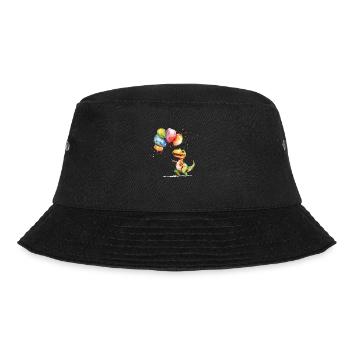 Saurier freut sich über Luftballon - Bucket Hat - Schwarz - Vorne - Lela (165cm)