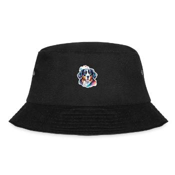 Berner Sennenhund Wasserfarben - Bucket Hat - Schwarz - Vorne - Lela (165cm)
