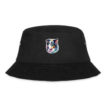 Border Collie Watercolors - Bucket Hat - black - Front - Lela (165cm)