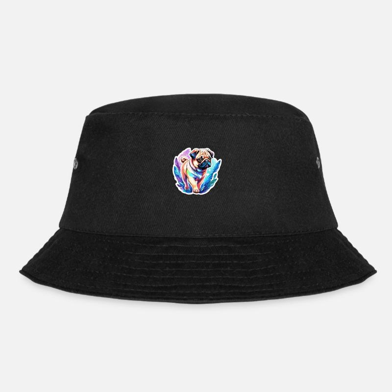 Mops Wasserfarben - Bucket Hat - Schwarz