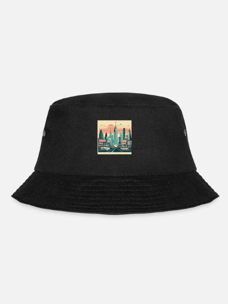 Retro City Sunrise - Bucket Hat - Schwarz