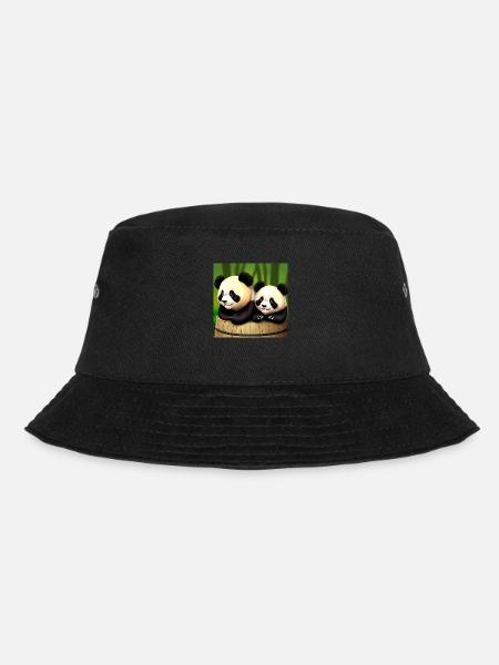 Cute pandas on adventure! 🍃 - Bucket Hat - black