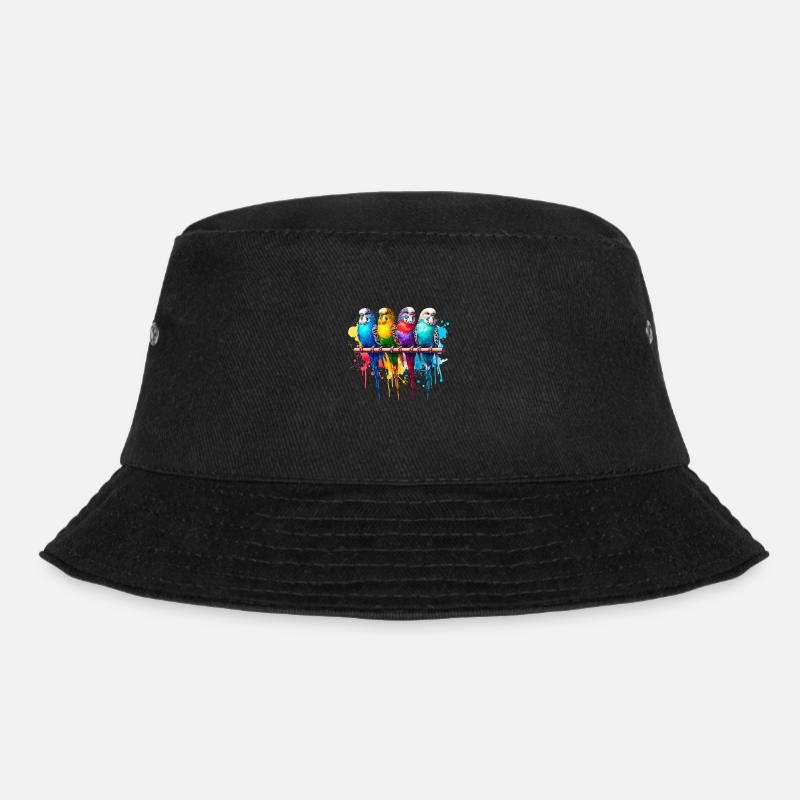 Bunte Wellensittiche - Bucket Hat - Schwarz