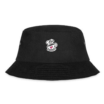 Coffee heart – caffeine served with love! - Bucket Hat - black - Front - Lela (165cm)