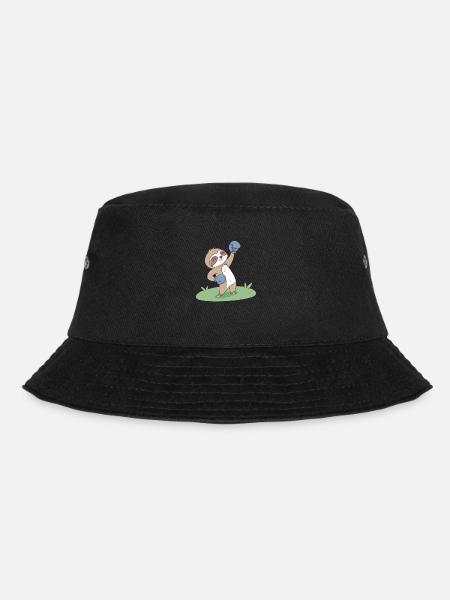Funny Boxing Sloth Cartoon Illustration - Bucket Hat - black