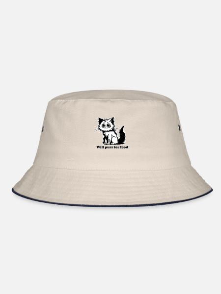 Obdachlose Katze - Wird schnurren für Futterdesign - Bucket Hat - Natur/Navy - Vorne