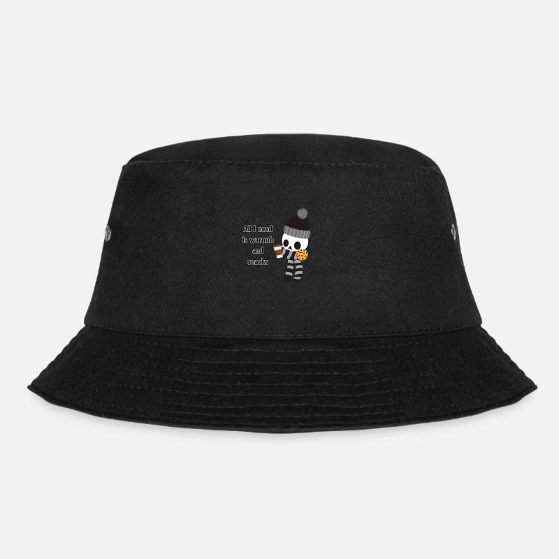 All I need is warmth and snacks - Bucket Hat - black