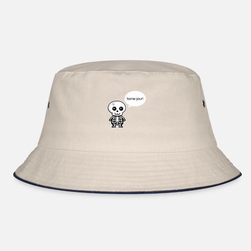 Bone-jour! - Funny Skeleton Pun Bucket Hat