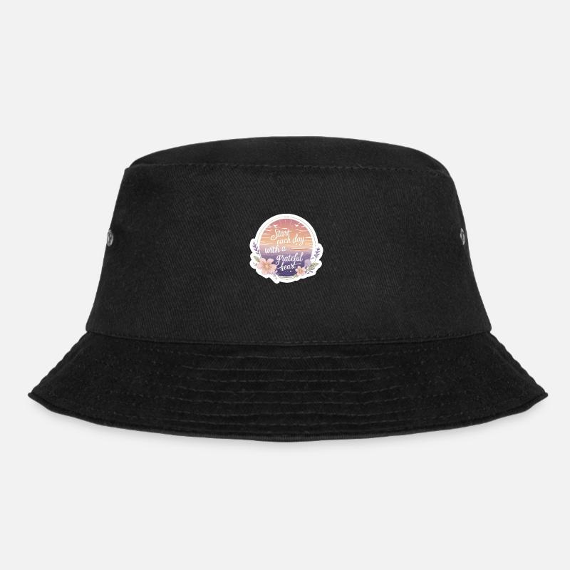 Start Each Day with a Grateful Heart Sunrise - Bucket Hat - black