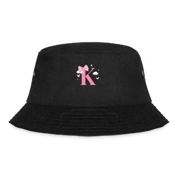 Buchstabe k rosa Wolken - Bucket Hat - Schwarz - Vorne - Lela (165cm)