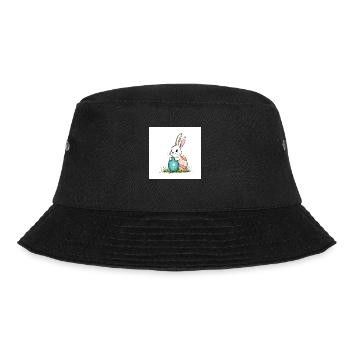 Ei und Hase – Farbenfroh - Bucket Hat - Schwarz - Vorne - Lela (165cm)