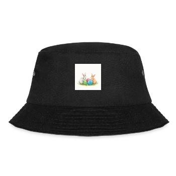 Osterhase im Glücksrausch - Bucket Hat - Schwarz - Vorne - Lela (165cm)