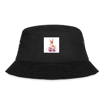 „Hasenfreunde unterwegs“ - Bucket Hat - Schwarz - Vorne - Lela (165cm)