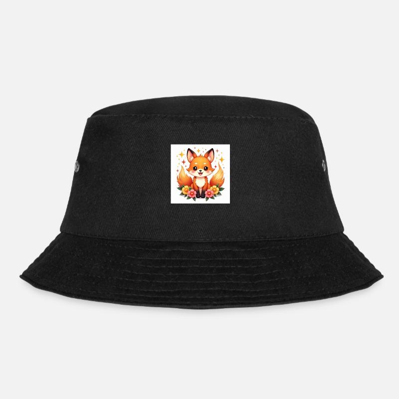 Magic Fox & Flowers - Bucket Hat - black