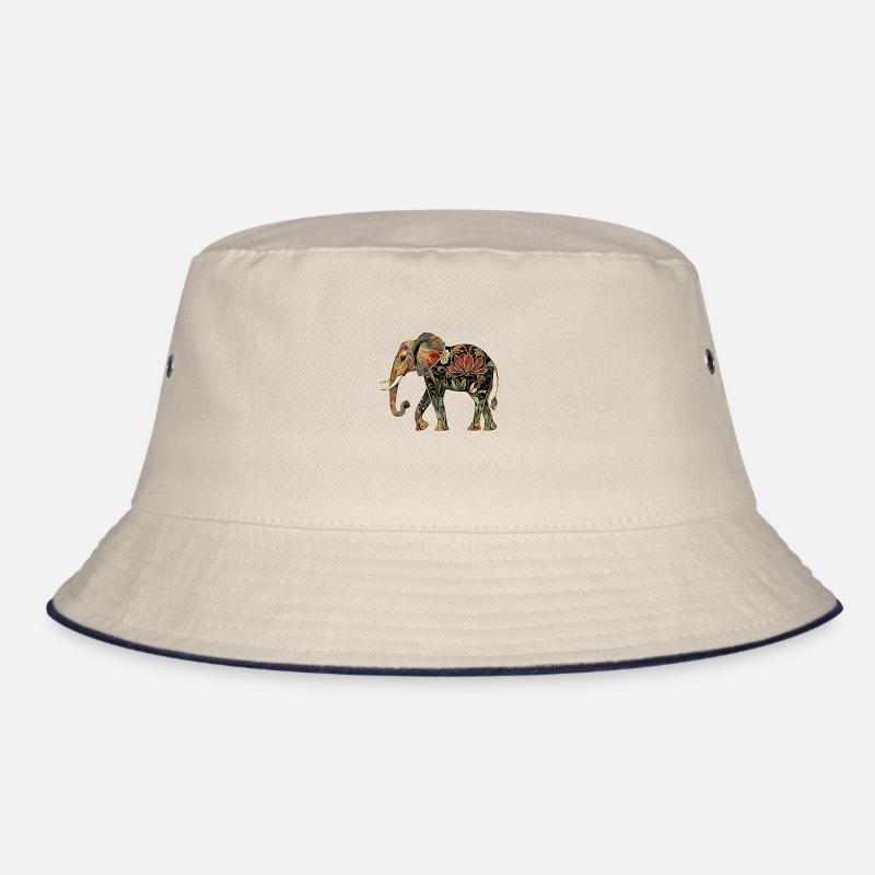 Elephant Floral Flowers Bucket Hat