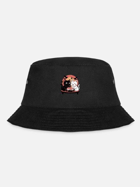 Sushi Cats at Sunset – Japanese Sti - Bucket Hat - black