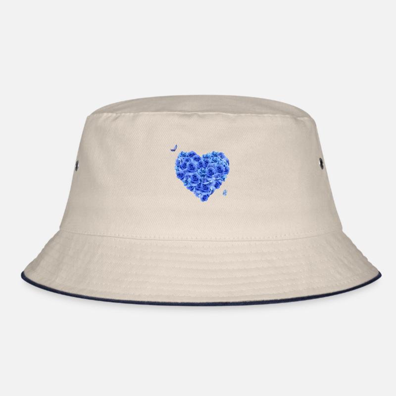 Blaues Blumenherz Bucket Hat