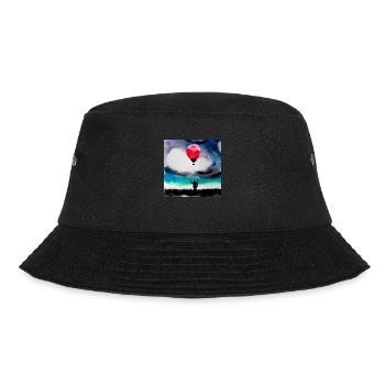 Astronaut in Feld an pinkem Ballon - Bucket Hat - Schwarz - Vorne - Lela (165cm)