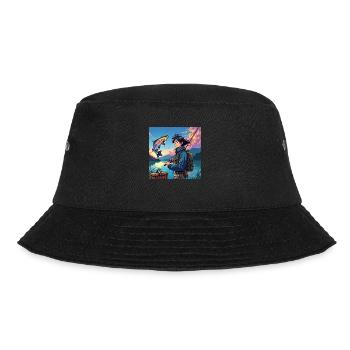 Fischertraum: Sonnenuntergangs-Abenteuer - Bucket Hat - Schwarz - Vorne - Lela (165cm)