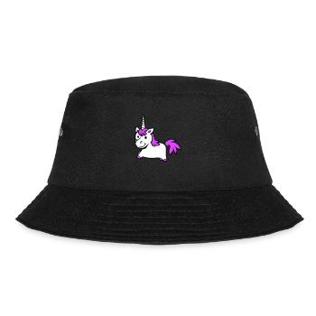 Einhorn Pink Süß Hübsch Freundlich Cartoon Pferd - Bucket Hat - Schwarz - Vorne - Lela (165cm)